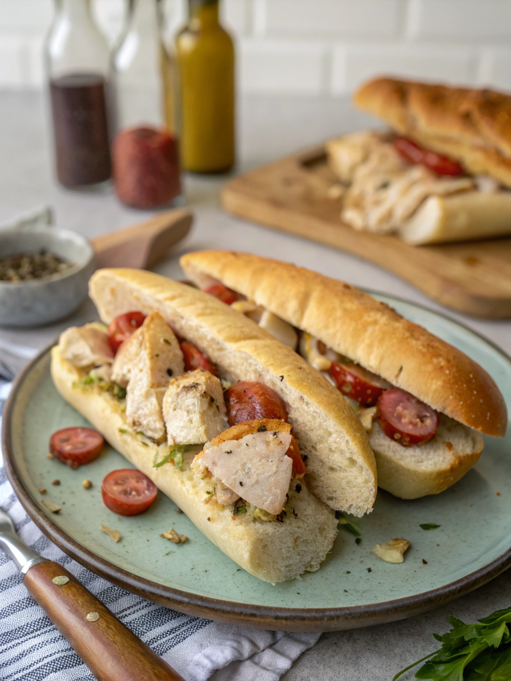 hoagies de pollo y salchicha