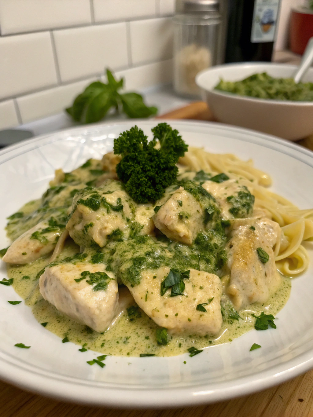 pollo cremoso con pesto