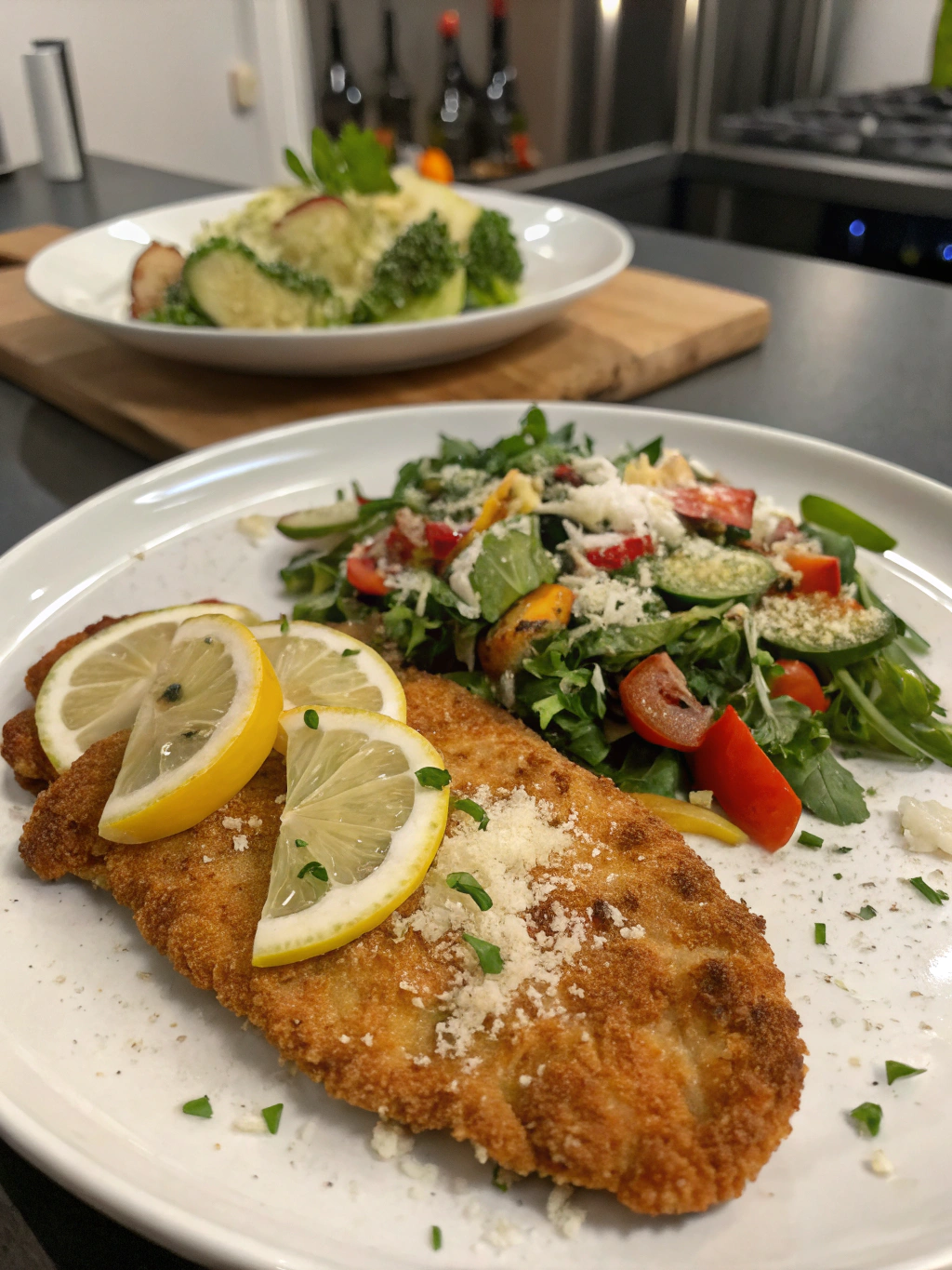 pollo paillard con ensalada