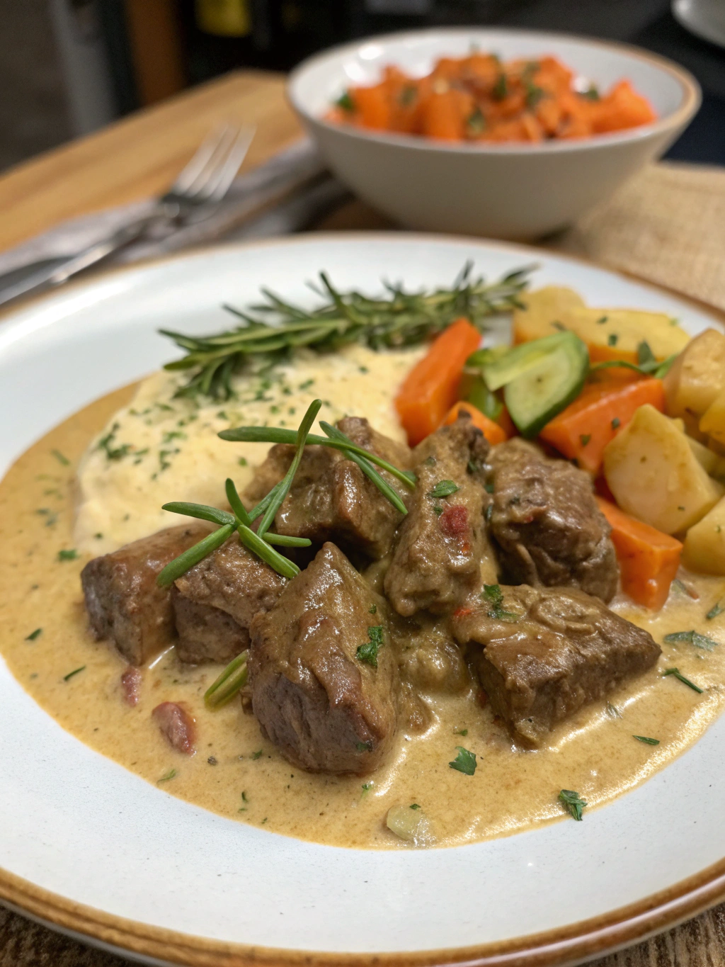 rostro de ternera a la crema