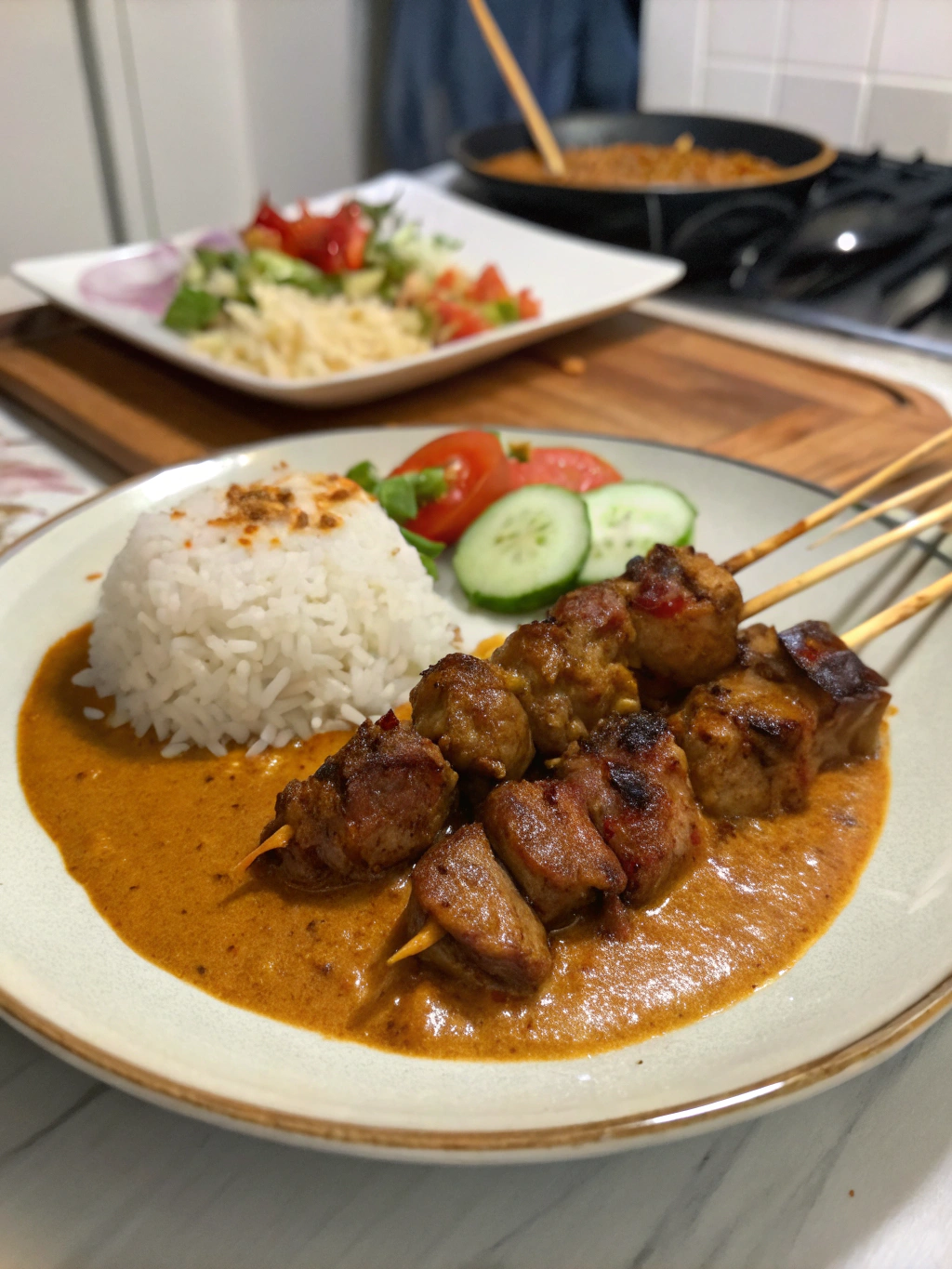 saté de cerdo al curry
