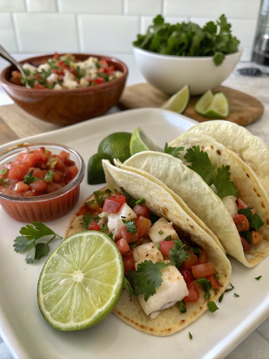 tacos de halibut en cedro