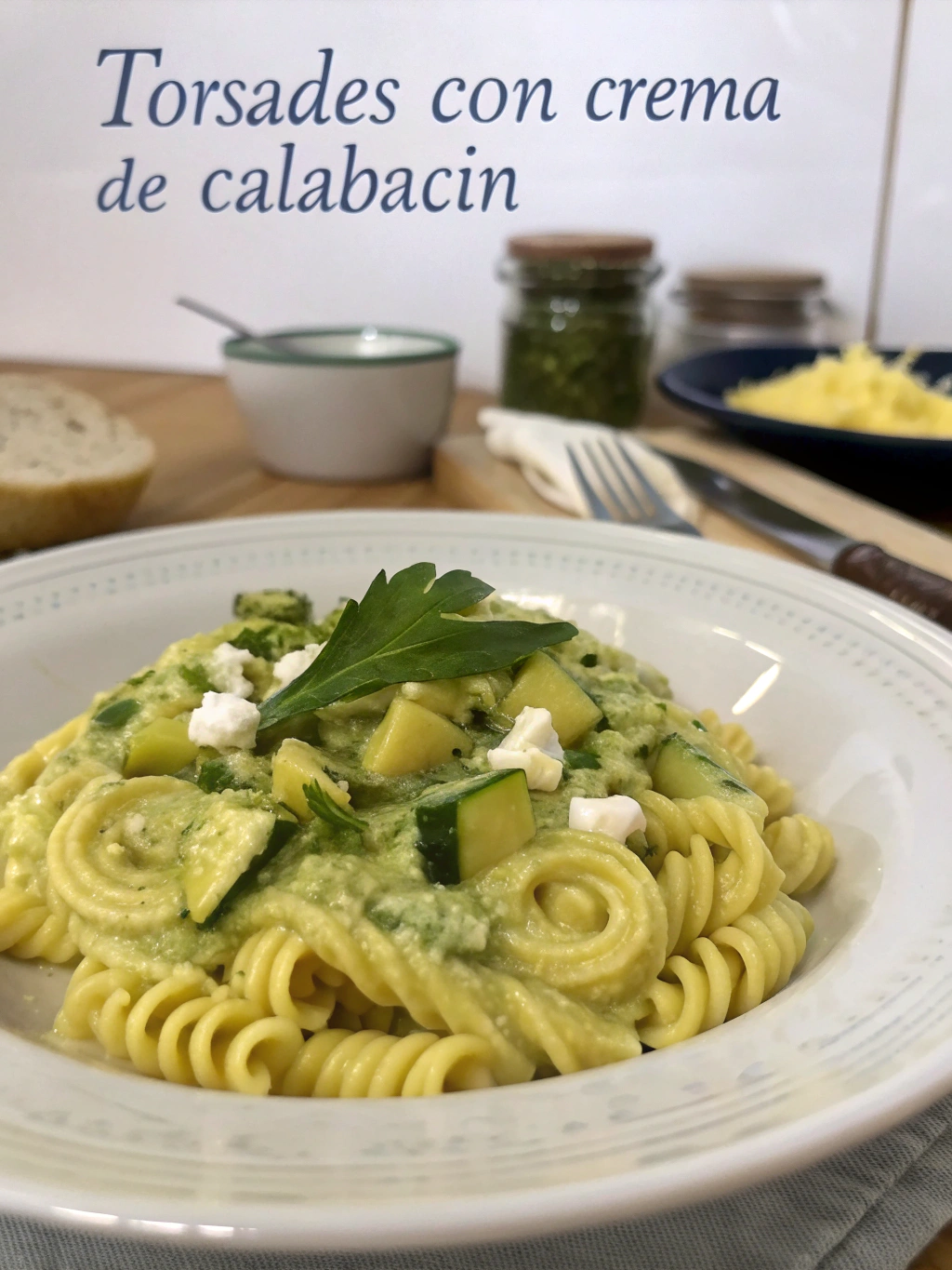 torsades con crema de calabacín