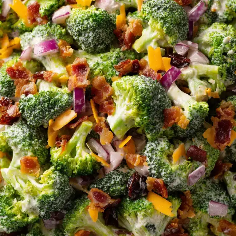 Ensalada de brócoli con queso cheddar y bacon crujiente