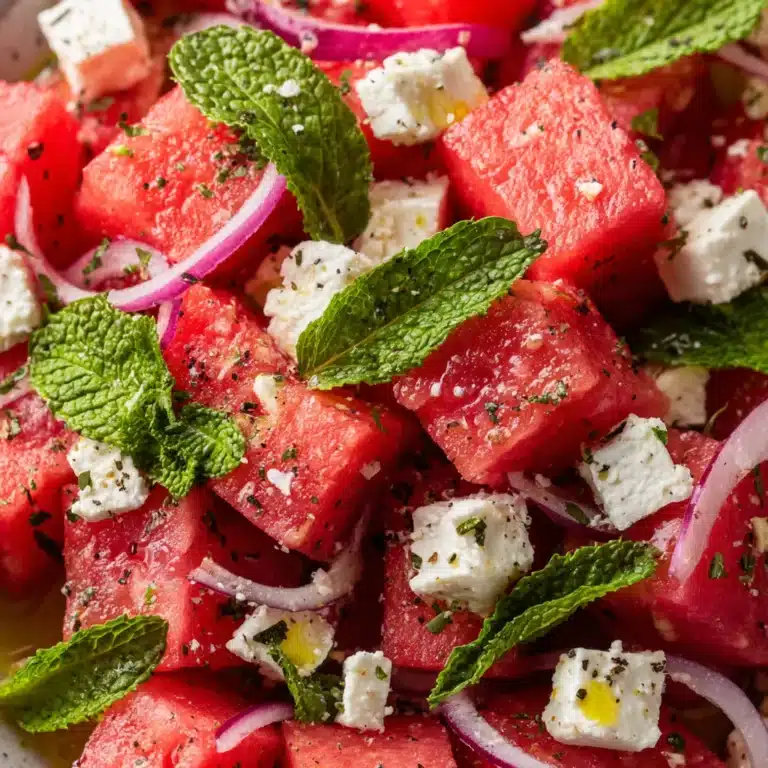 Ensalada refrescante de sandía con feta y menta perfecta para el verano