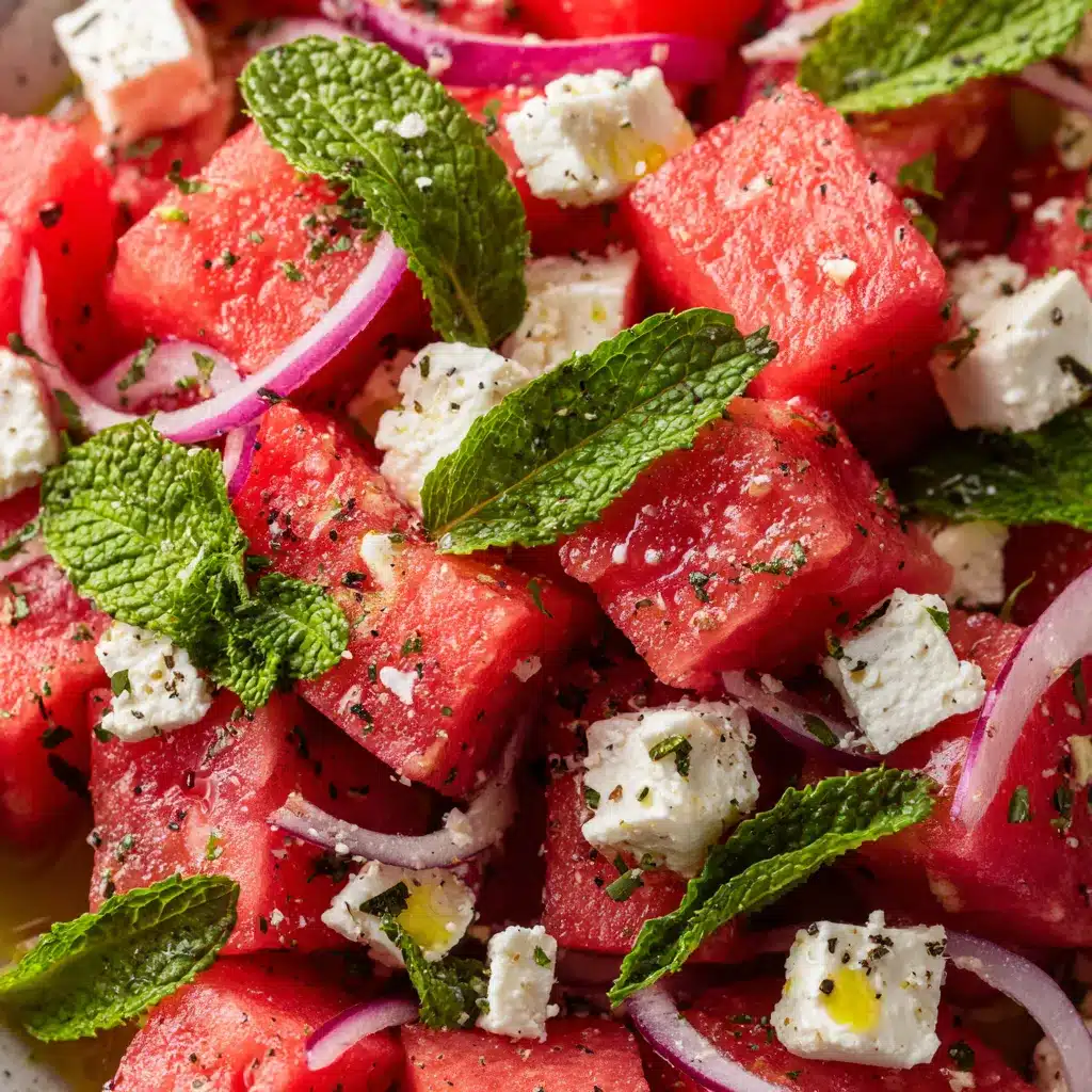 Ensalada refrescante de sandía con feta y menta perfecta para el verano