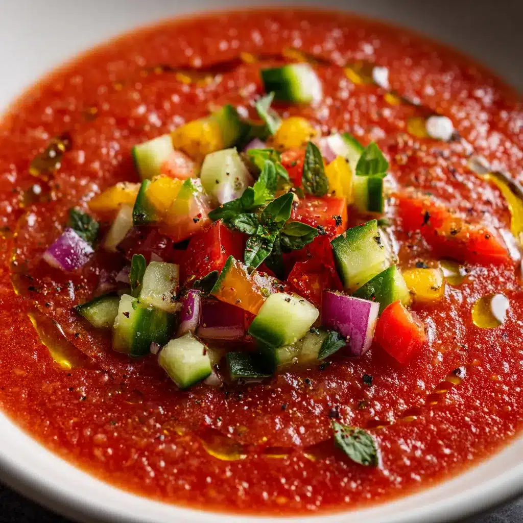 Gazpacho andaluz frío tradicional con verduras frescas
