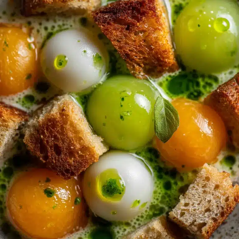 Ajoblanco frío con melón y aceite de albahaca