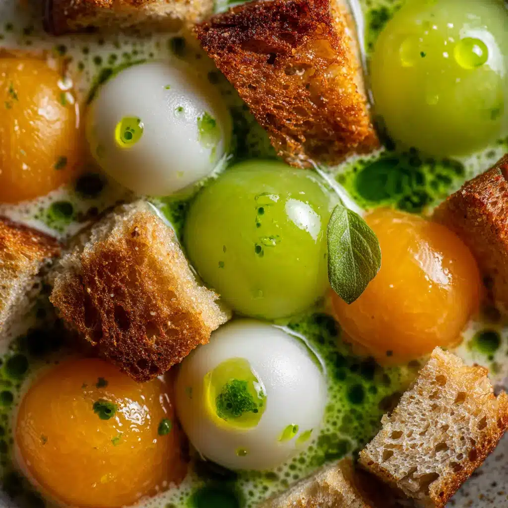 Ajoblanco frío con melón y aceite de albahaca