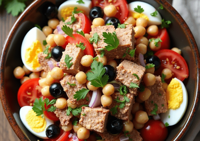 Ensalada de garbanzos y atún: receta saludable, fácil y deliciosa