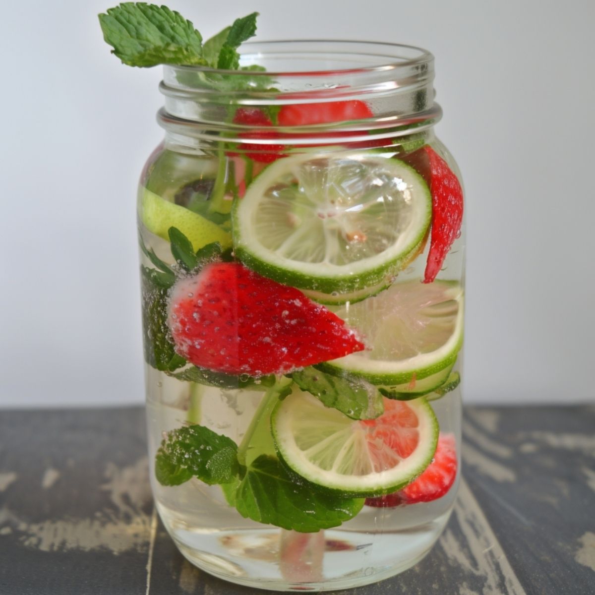 Agua de Fresa, Limón, Pepino y Menta