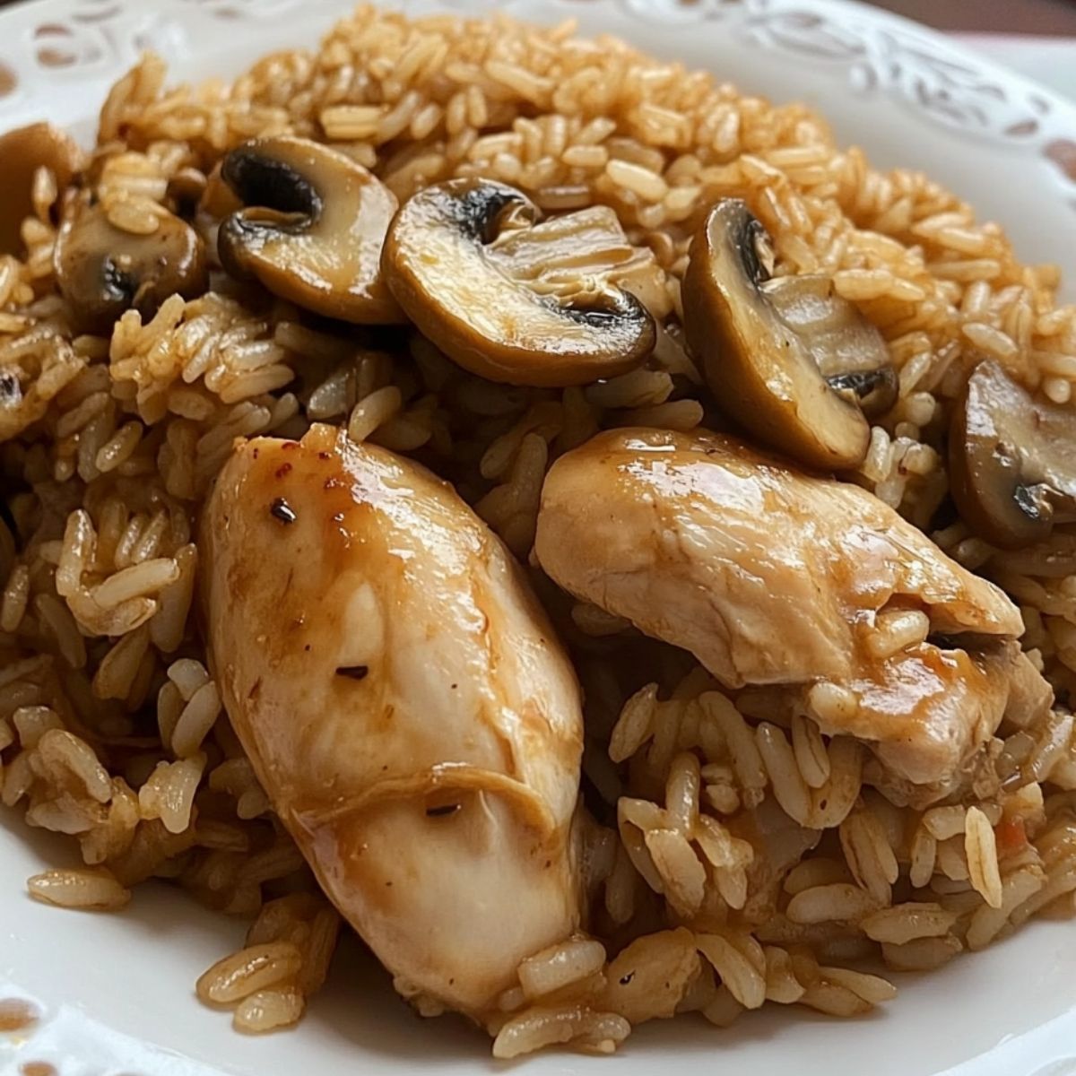 Arroz con Pollo y Champiñones