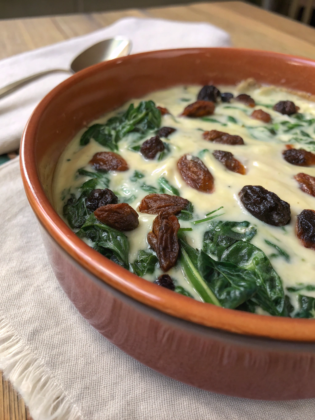 Bechamel Espinacas Pasas