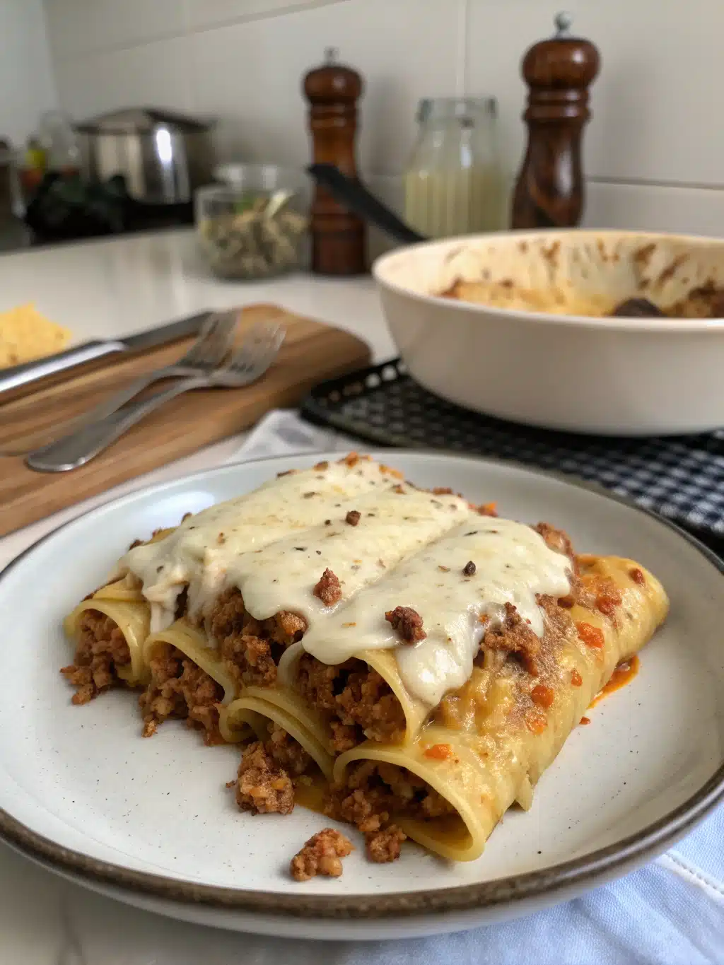 Canelones Carne Bechamel