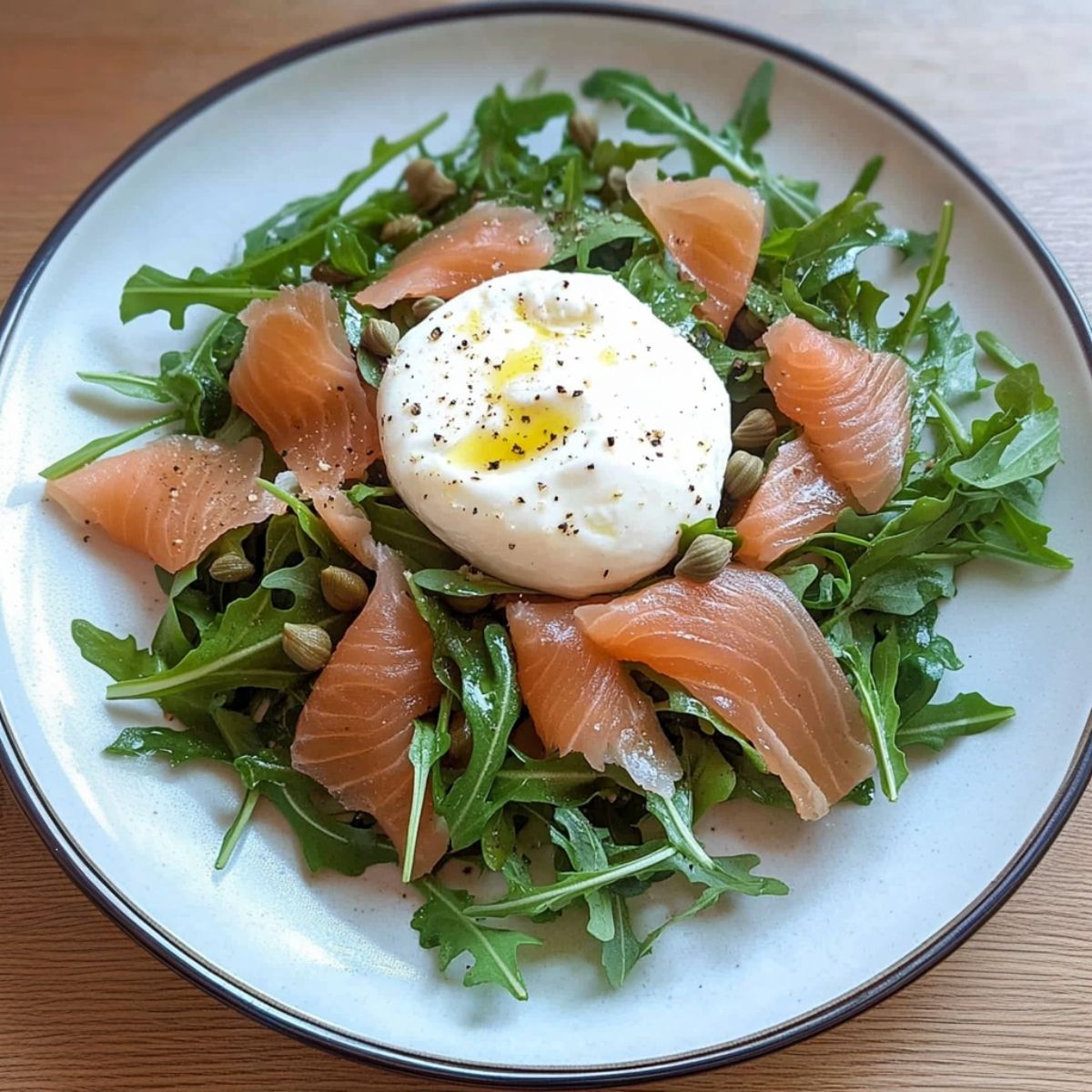 Ensalada de salmón con burrata