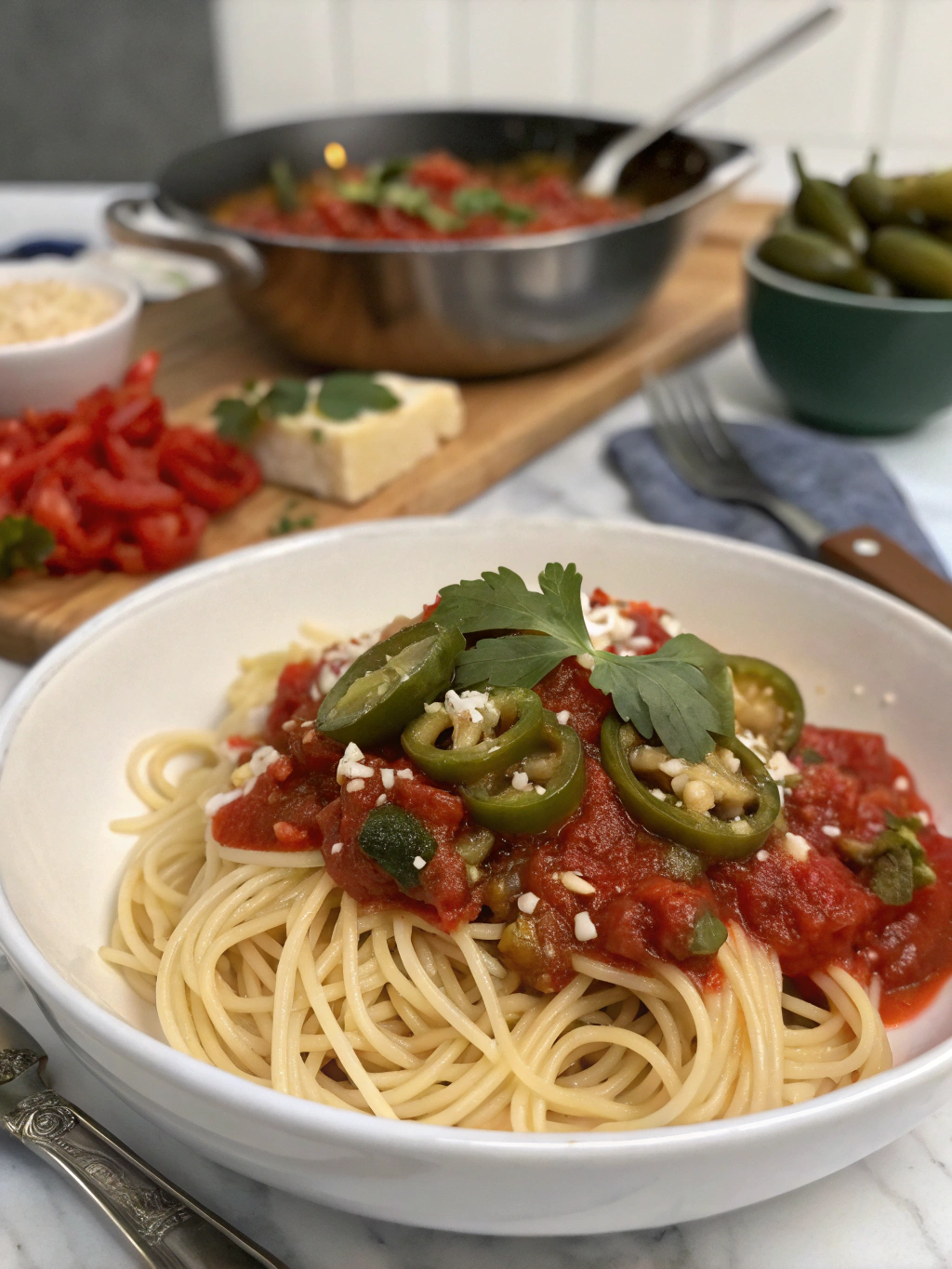 Espagueti Salsa Chile Poblano