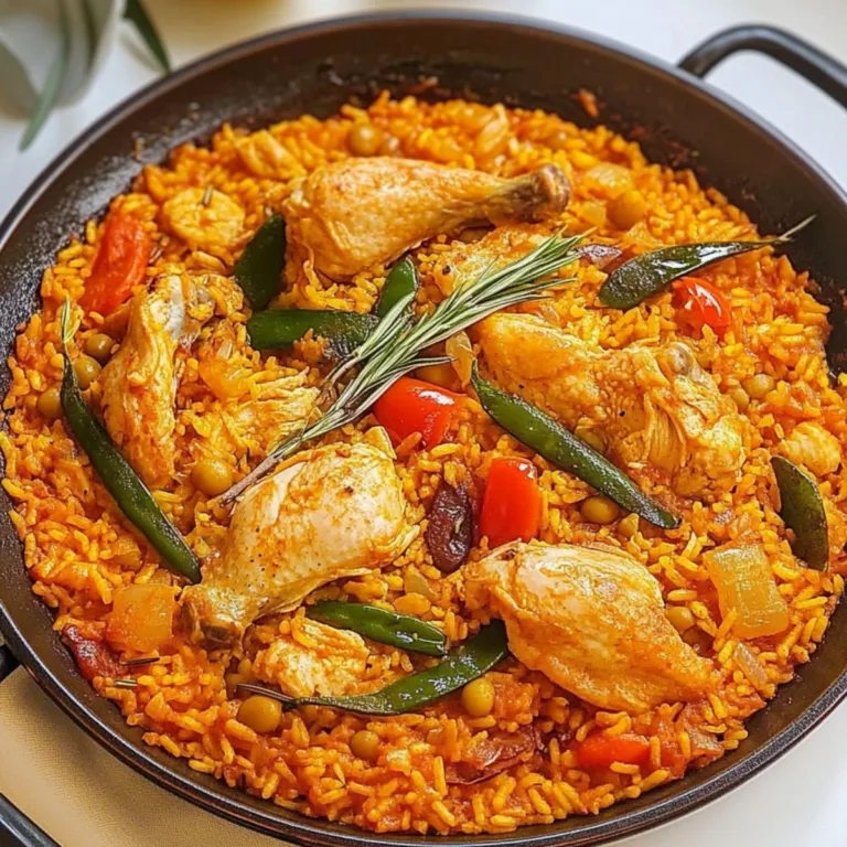 Paella de pollo casera