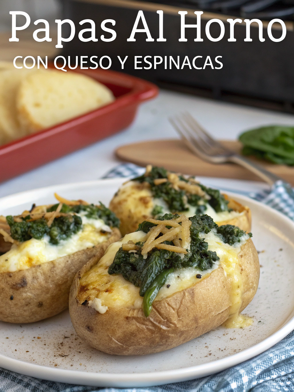 Papas al Horno Queso Espinacas