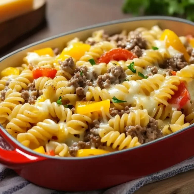 Pasta con carne y queso